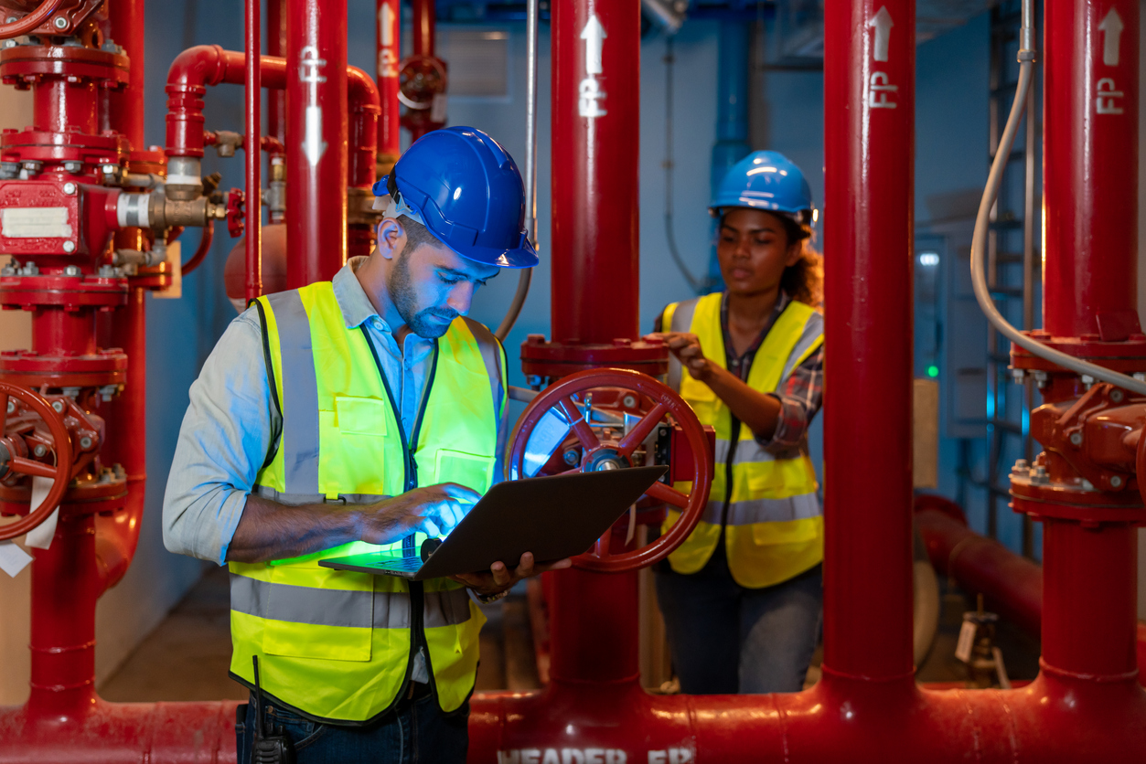 Fire safety professionals at work